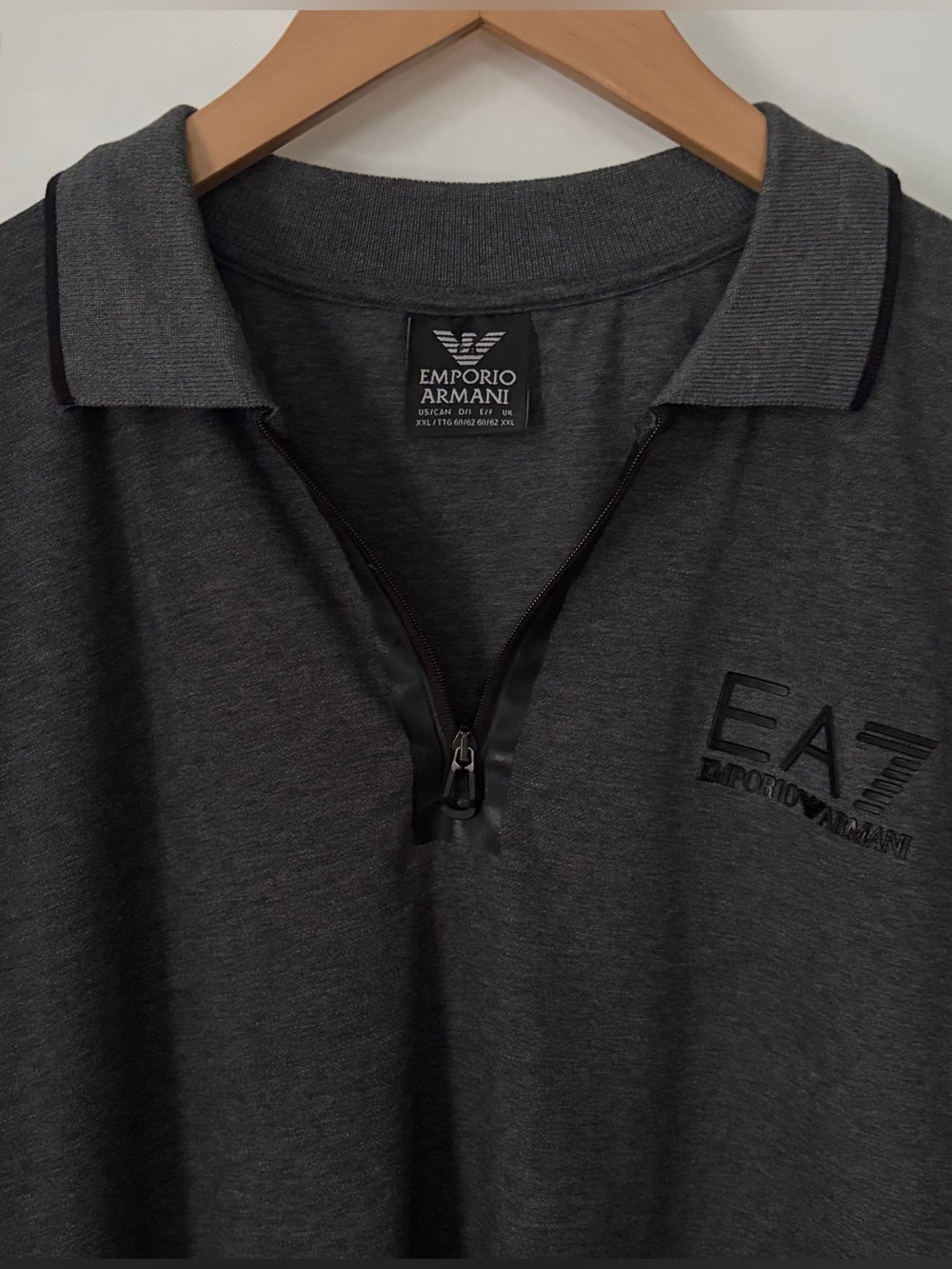 Emporio Armani Men's Size XXL Luxury Short Sleeve 1/4 Zip Polo